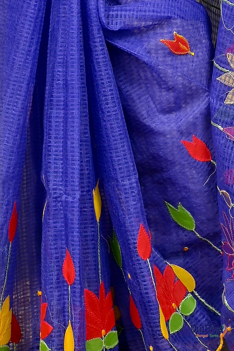 Naby Blue Kota Cotton Parva Applique Saree (565)